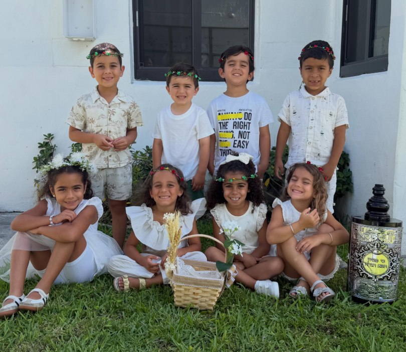 Children dressed in white for Shavuot